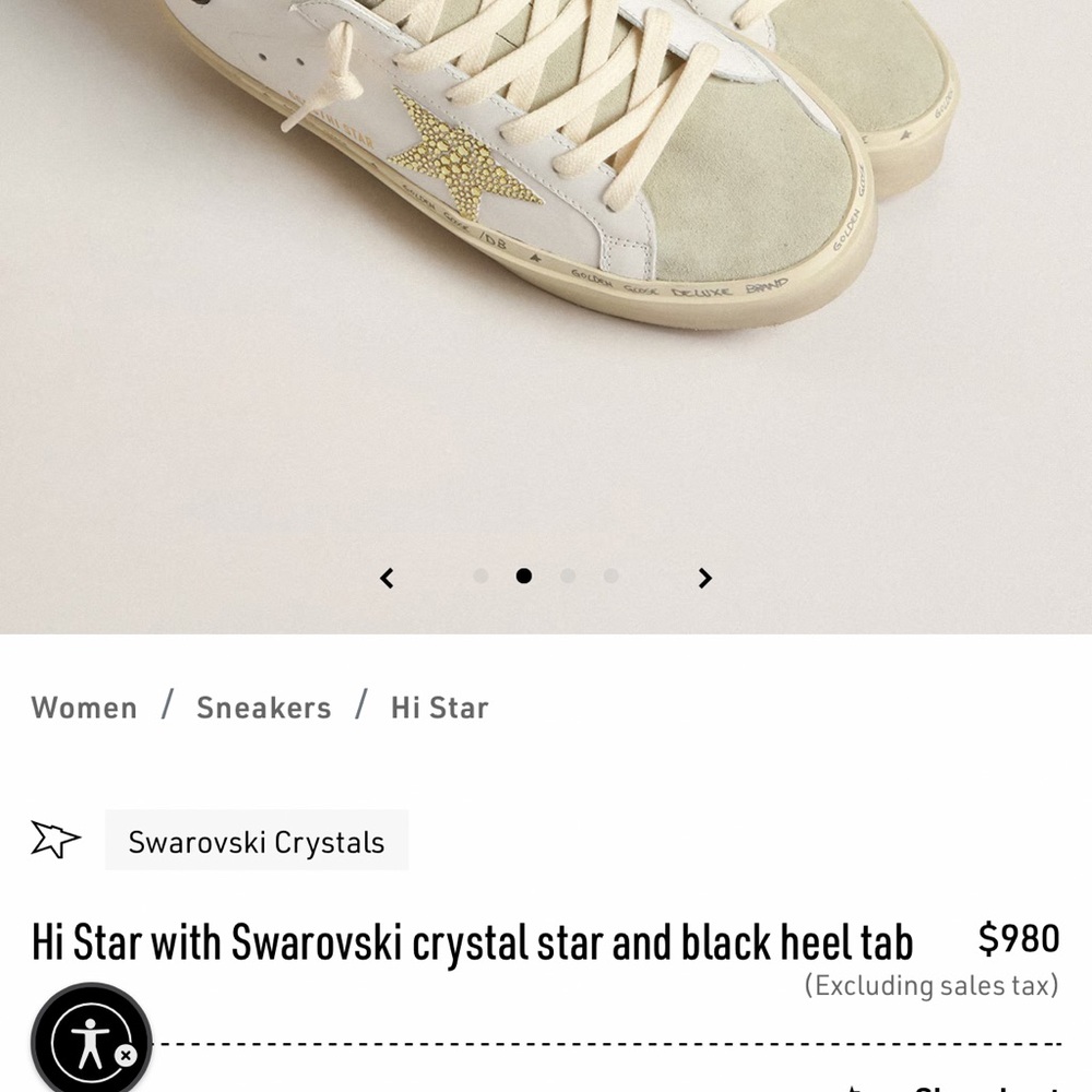 Golden Goose Hi Star Sneakers in Cream,White & Gold Crystal StarTaormina Italy! - Picture 2 of 3